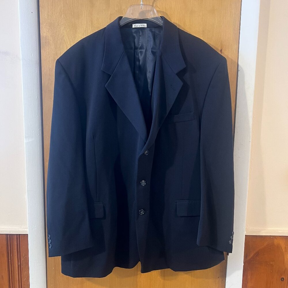 Prato Ricardo Russo Fine Mens Wear Dark Blue Wool 3 Button Sport Coat Blazer 52R